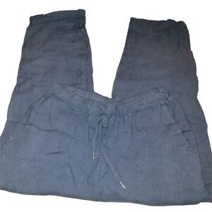Civico 51 Blue Linen Cropped Pants S